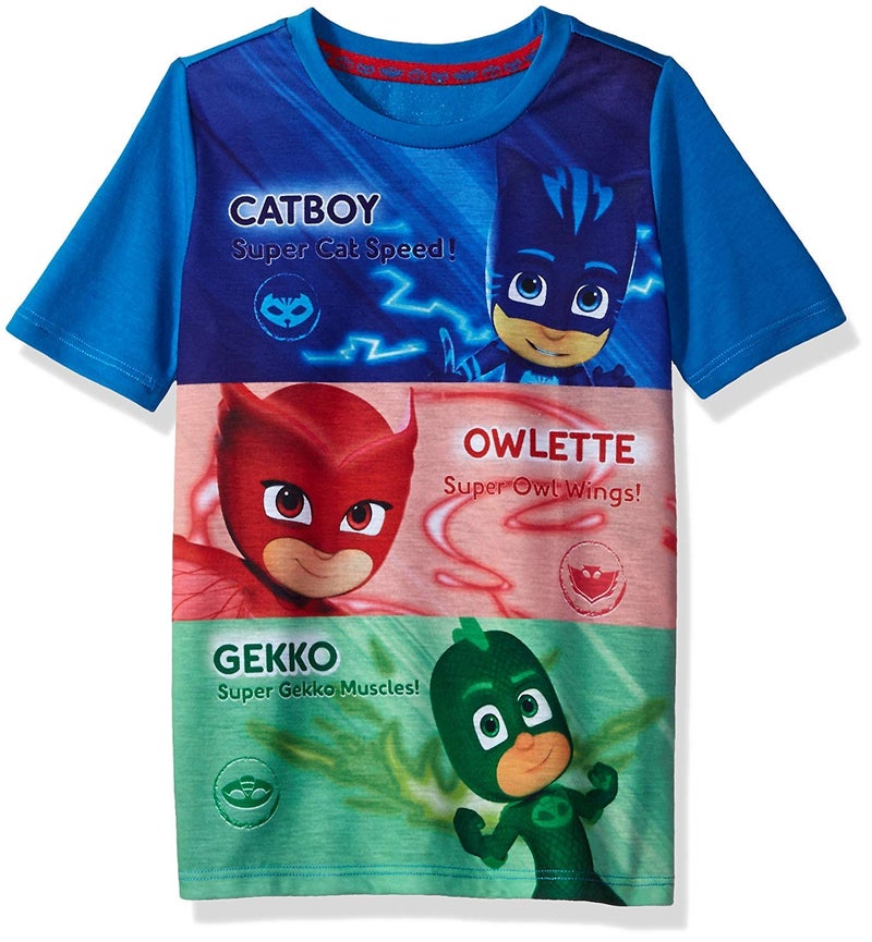 PJMASKS PJ Masks Boys' Short Sleeve T-Shirt â€“ Catboy, Owlette & Gekko Graphic Tee â€“ Soft Cotton Crewneck Top (Blue/Red/Green, 2T) - Image 1